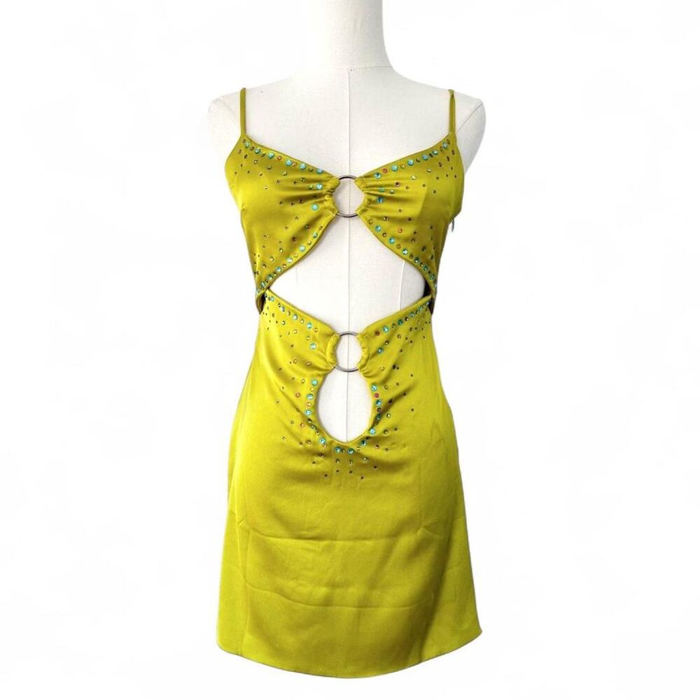 DANIELLE GUIZIO CUTOUT BEDAZZLED DRESS